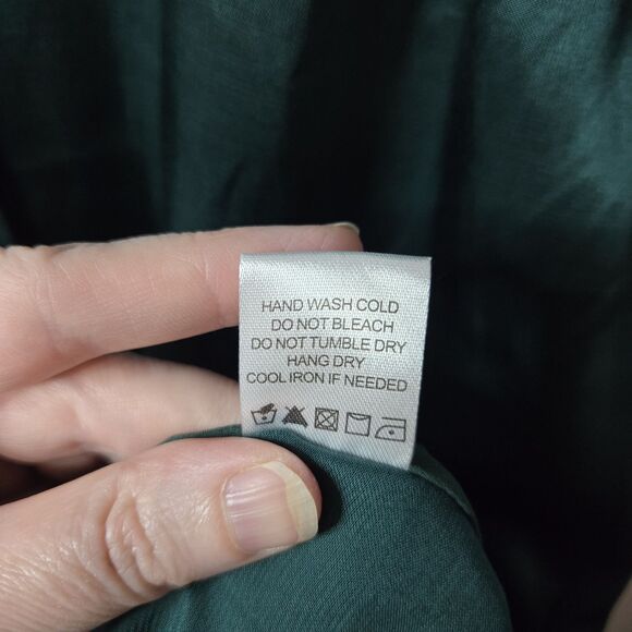 L'Academie Green Cadet Dress Satin V Neck Large - Picture 6 of 9